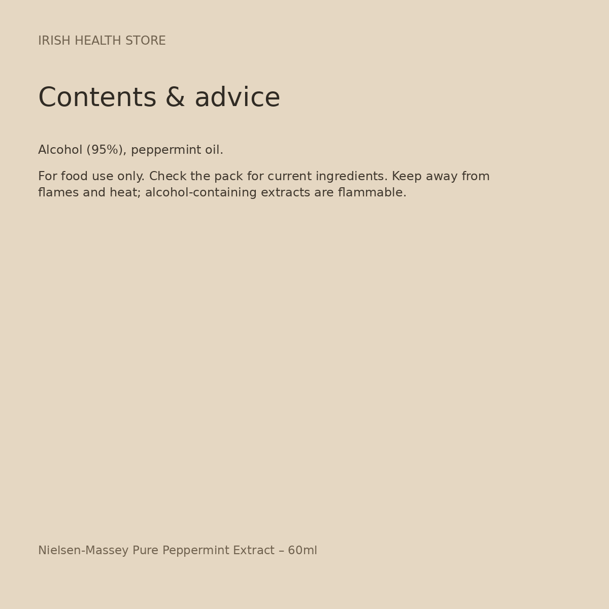 Nielsen-Massey Pure Peppermint Extract – 60ml ingredients and advice