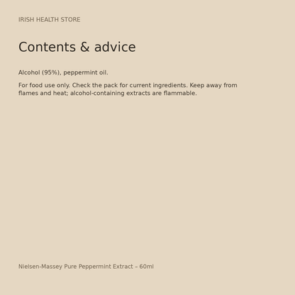 Nielsen-Massey Pure Peppermint Extract – 60ml ingredients and advice
