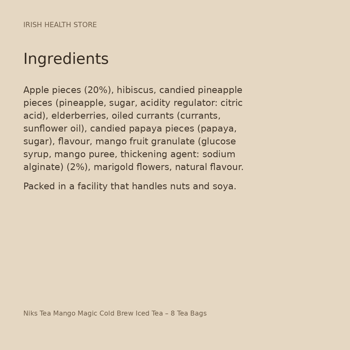 Niks Tea Mango Magic Cold Brew Iced Tea – 8 Tea Bags ingredients