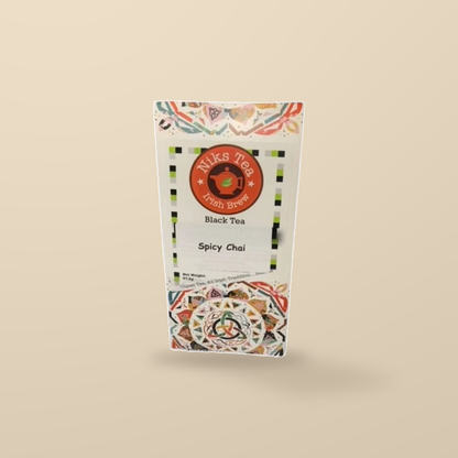Niks Tea Spicy Chai Black Tea – 15 Tea Bags — original product packaging on warm beige background