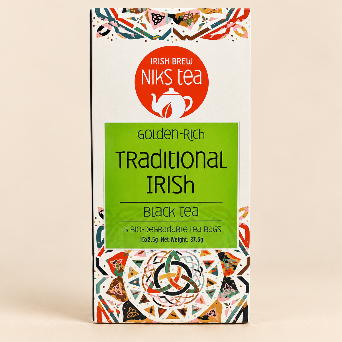 Nik’s Tea Traditional Irish Assam Black Tea – 15 Teabags – pack detail