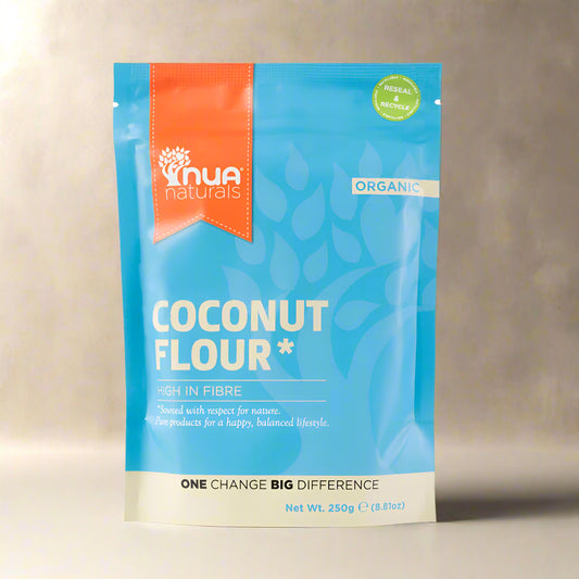 NUA Naturals Organic Coconut Flour 250g front packaging
