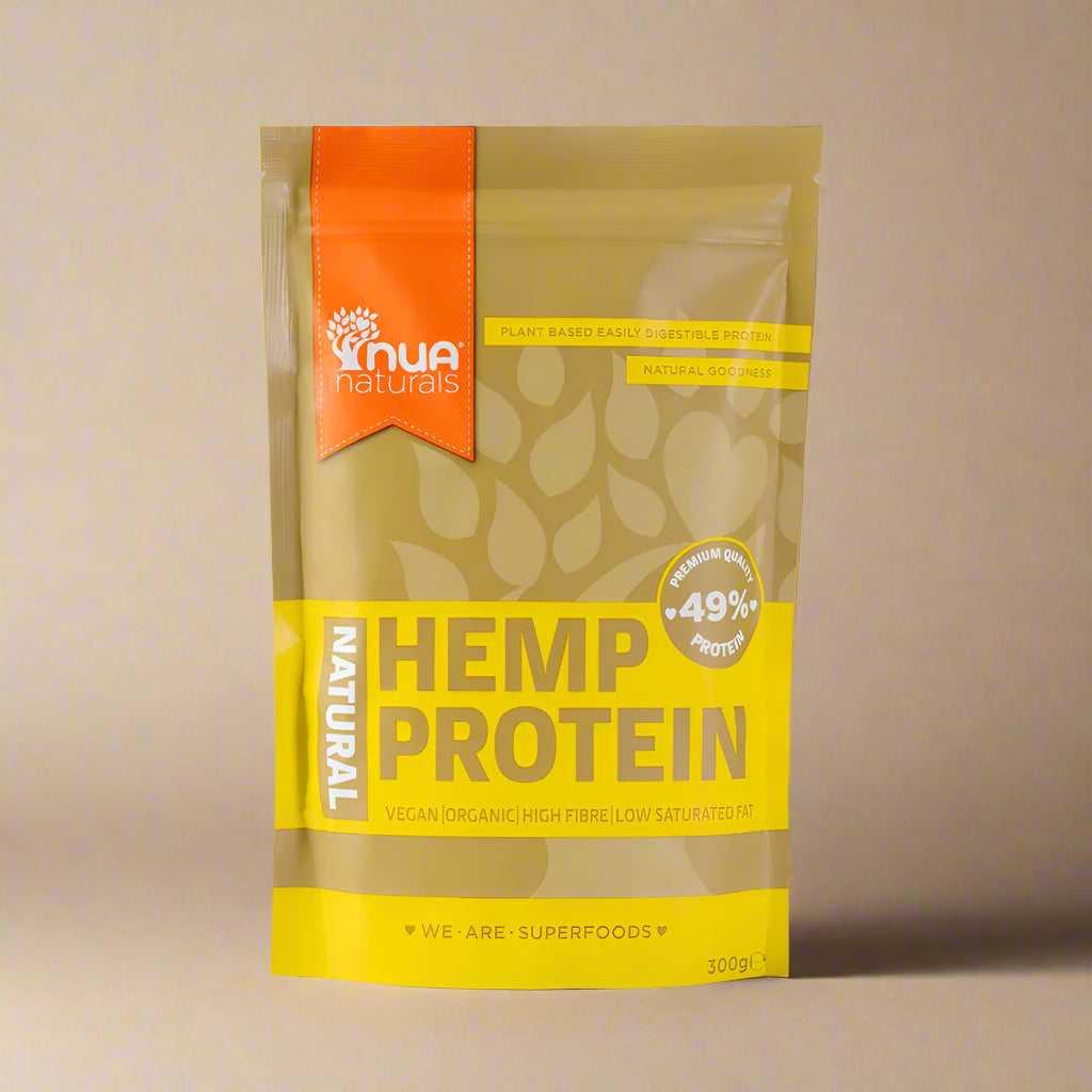 Front pouch of NUA Naturals Organic Hemp Protein Powder 300g