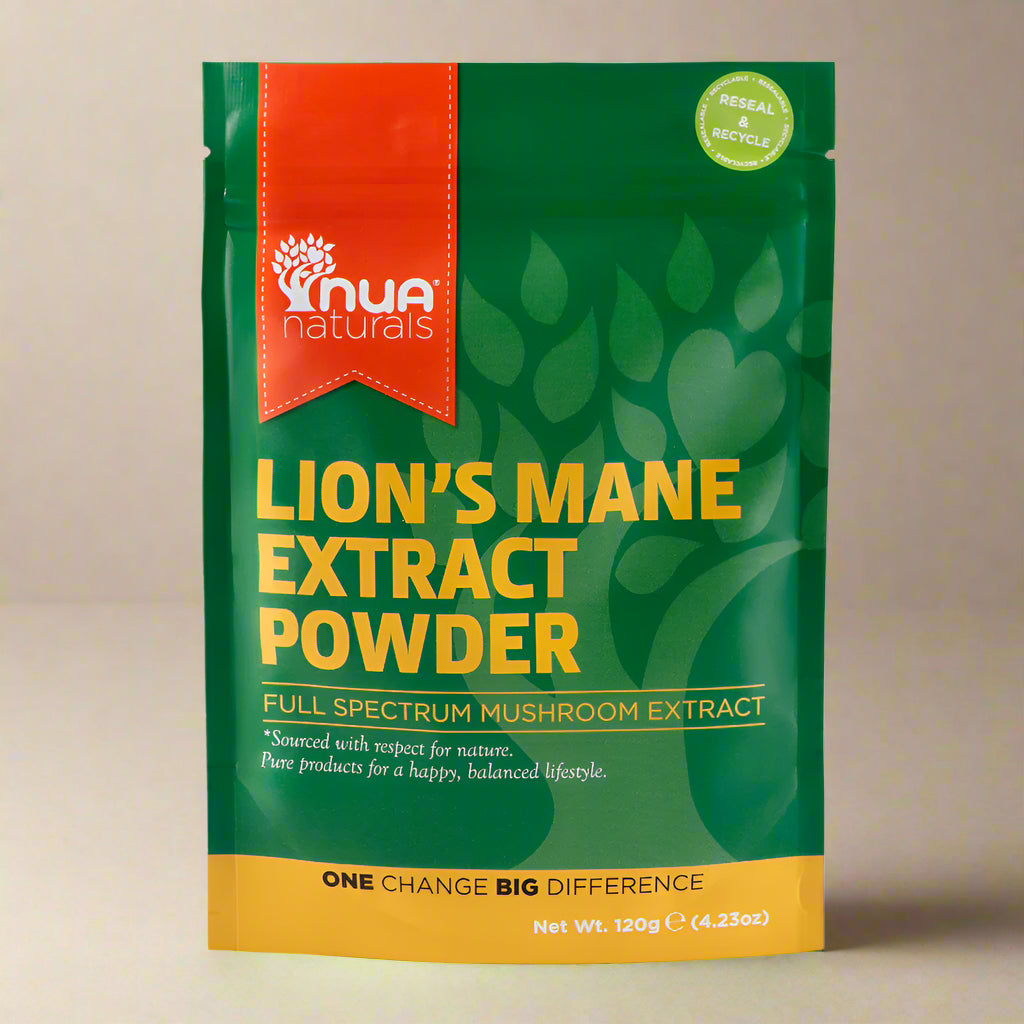  NUA Naturals Lion’s Mane Extract Powder 120g pouch front view