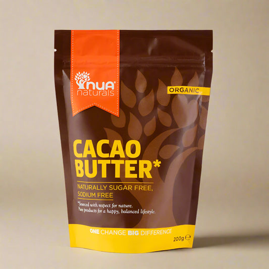 Front packaging of NUA Naturals Organic Cacao Butter 200g
