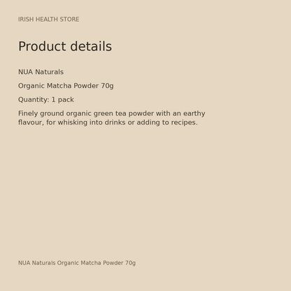 NUA Naturals Organic Matcha Powder 70g product details