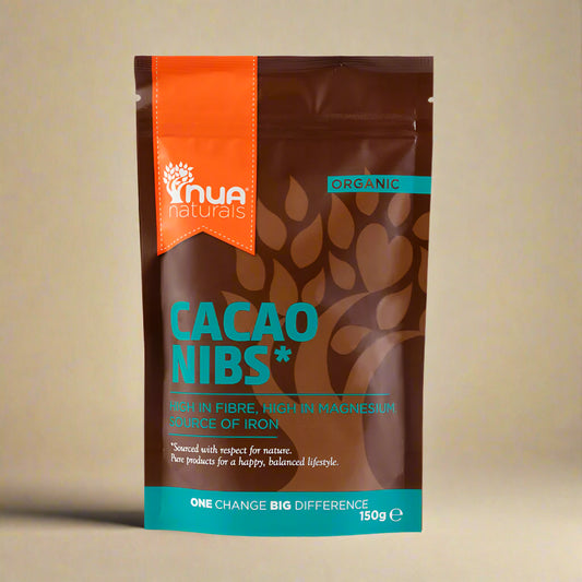  NUA Naturals Organic Raw Cacao Nibs 150g pouch front view