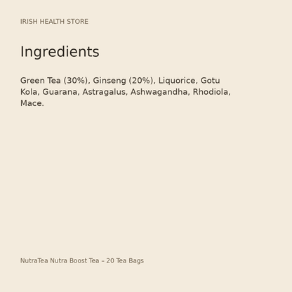 NutraTea Nutra Boost Tea – 20 Tea Bags ingredients