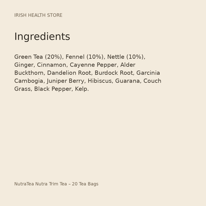 NutraTea Nutra Trim Tea – 20 Tea Bags ingredients