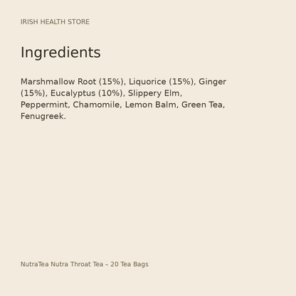 NutraTea Nutra Throat Tea – 20 Tea Bags ingredients