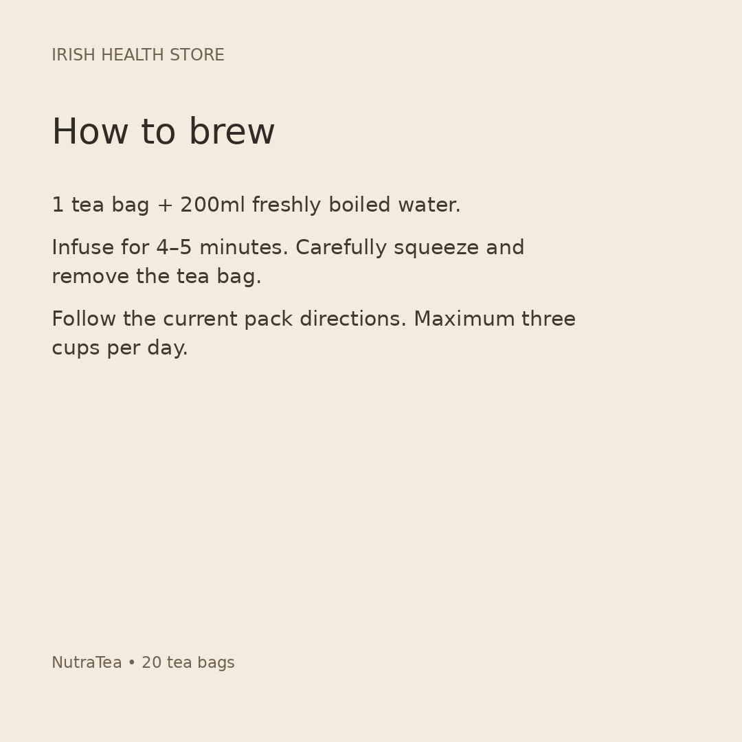 NutraTea tea brewing directions