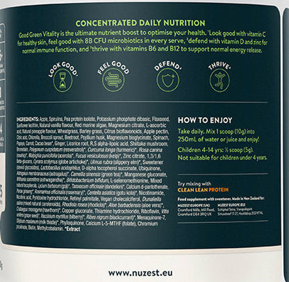 Good Green Vitality 750g – Supplement Facts and Ingredients