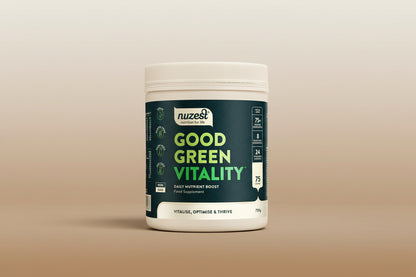 Nuzest Good Green Vitality 75 Serve Tub 750g – Front Label