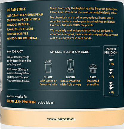 Clean Lean Protein Just Natural 500g – Nutrition Label and Info