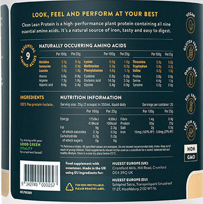 Nuzest Just Natural Protein 500g – Powder and Scoop Inside Tub