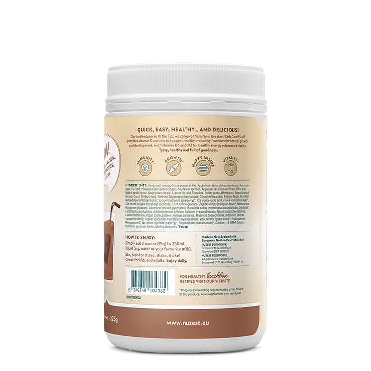 Texture of Nuzest Kids Vanilla Caramel smoothie blend in powder form