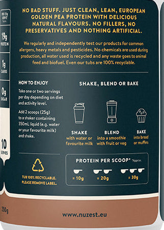 Chocolate protein shake made from Nuzest Clean Lean Protein