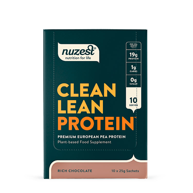Nuzest Rich Chocolate Clean Lean Protein 10 x 25g – Front of Pack