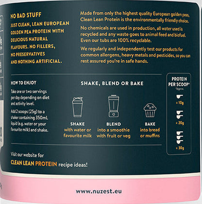 Clean Lean Protein Wild Strawberry 500g – Supplement Info and Label