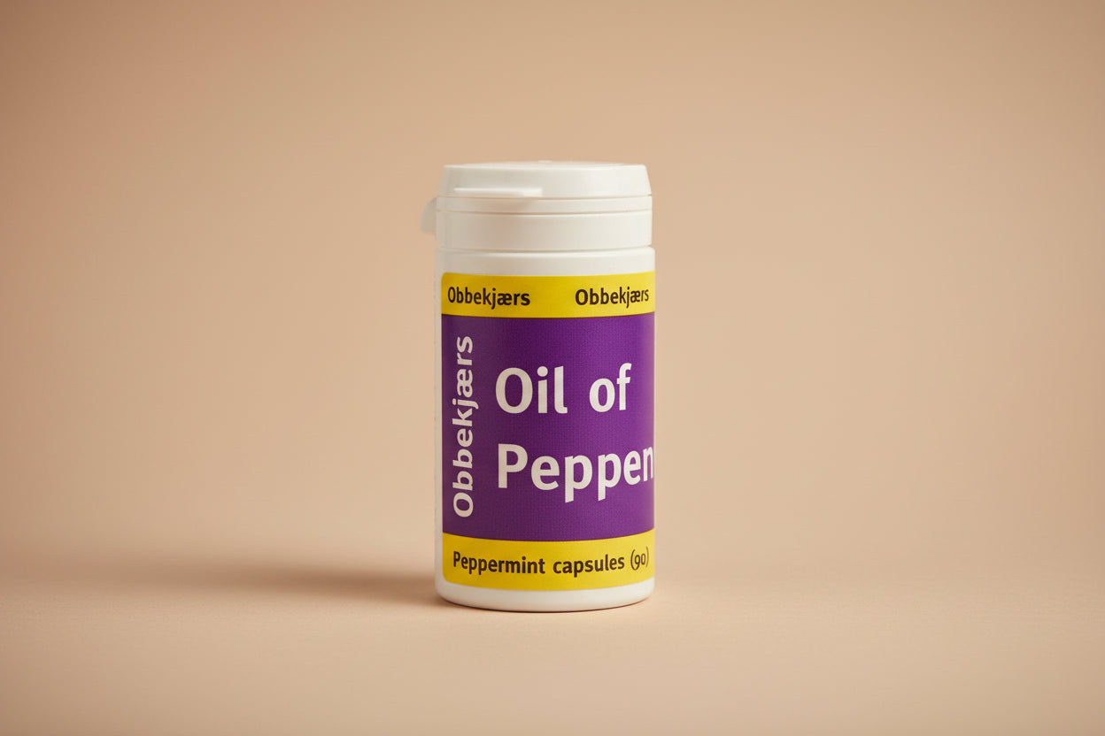Container of Oil of Pepper by Obbekjaers on a white background
