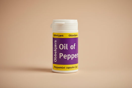 Container of Oil of Pepper by Obbekjaers on a white background