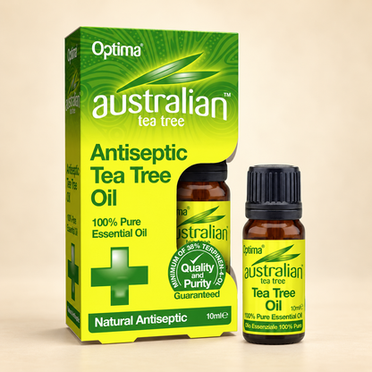 Australian Tea Tree Pure Tea Tree Oil – 10ml on a warm beige background