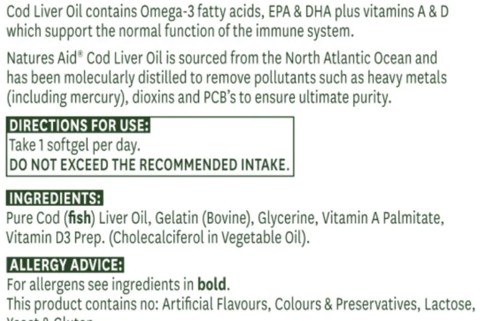 Omega 3 cod liver oil vitamin A D