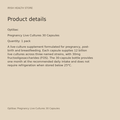 Optibac Pregnancy Live Cultures 30 Capsules product details