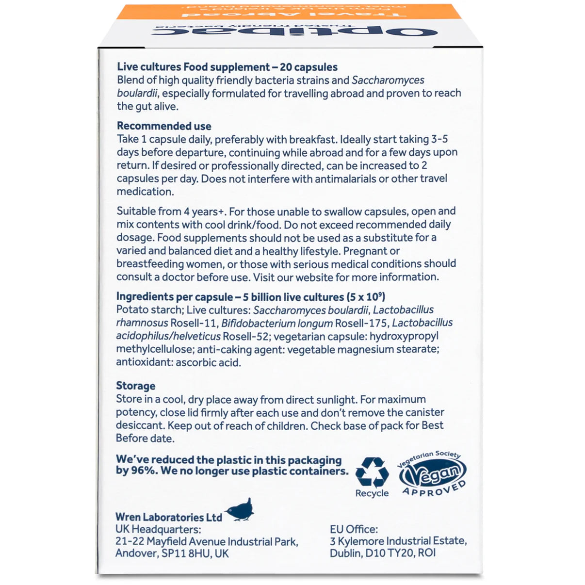 Vegan food supplement packaging with text and branding details.