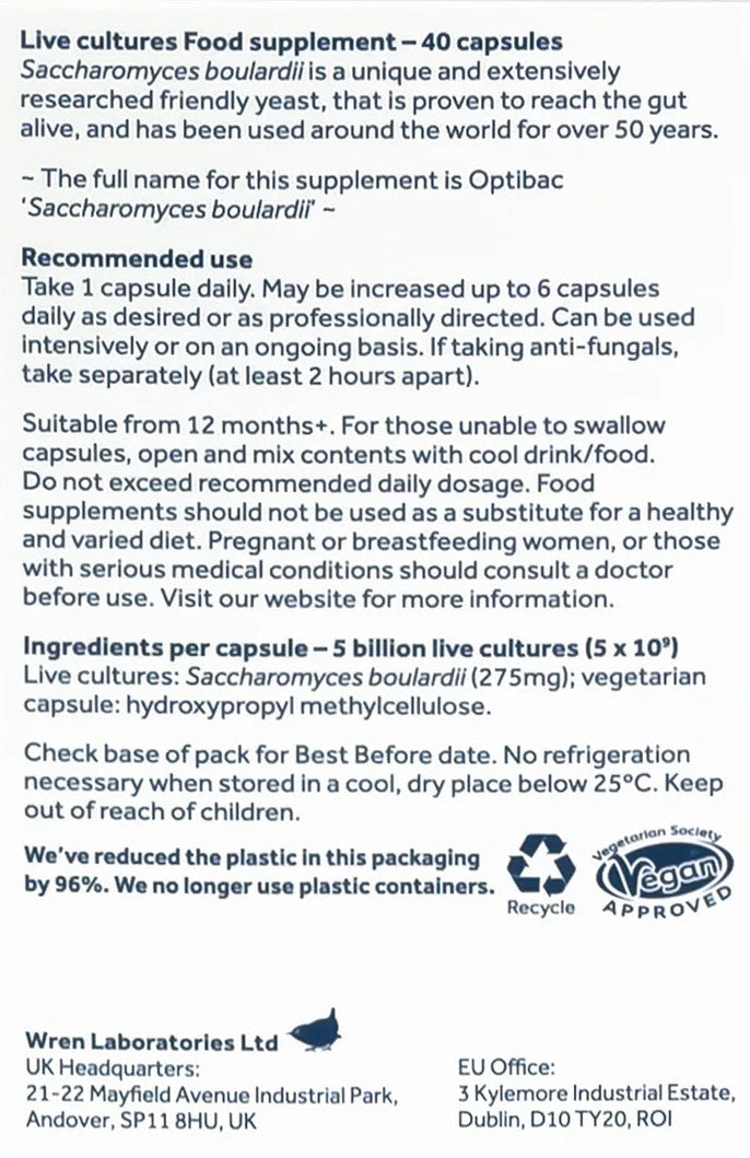 Back of a supplement package with text and branding
