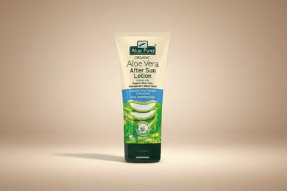 Aloe Pura Organic Aloe Vera After Sun Lotion tube on a white background
