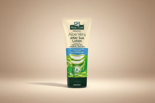 Aloe Pura Organic Aloe Vera After Sun Lotion tube on a white background