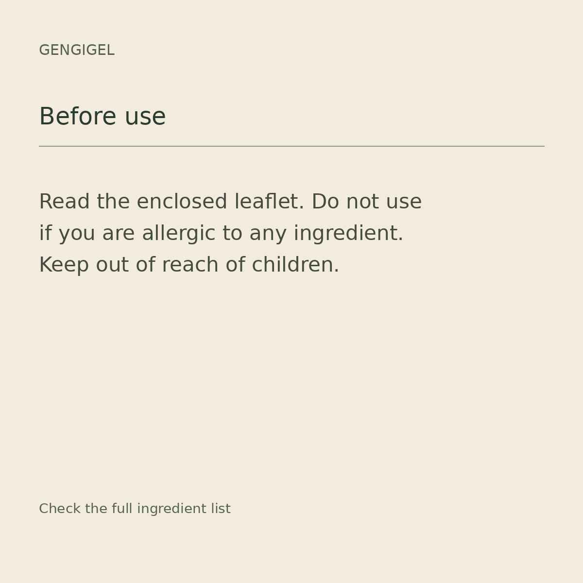 Gengigel oral-care guide: follow leaflet and check ingredient allergies