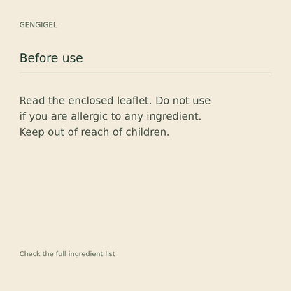 Gengigel oral-care guide: follow leaflet and check ingredient allergies