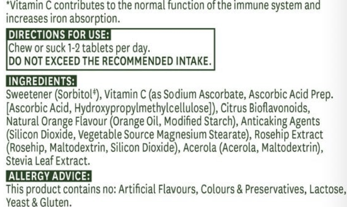 Product label with directions for use, ingredients, and allergy advice on a white background.