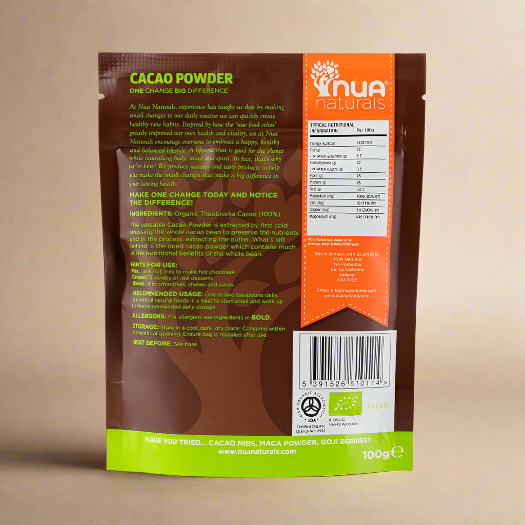 Organic cacao powder used in a vegan smoothie with banana