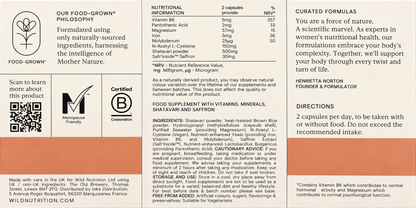 Wild Nutrition Perimenopause Complex – 60 Capsules — complete readable product label