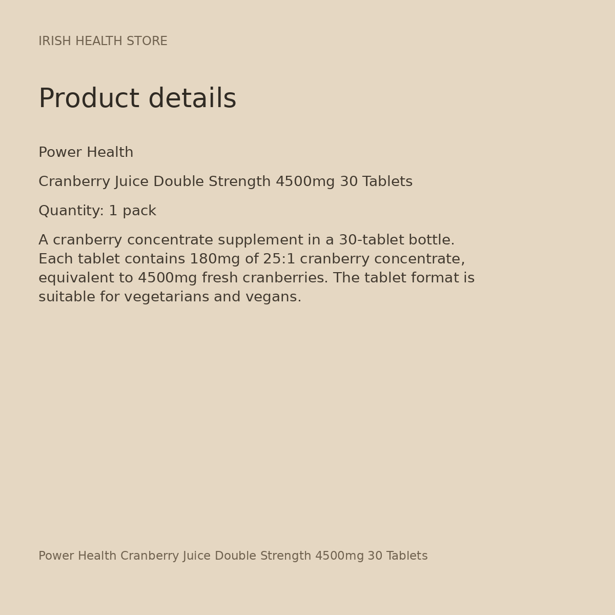 Power Health Cranberry Juice Double Strength 4500mg 30 Tablets product details