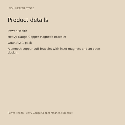 Power Health Heavy Gauge Copper Magnetic Bracelet product details