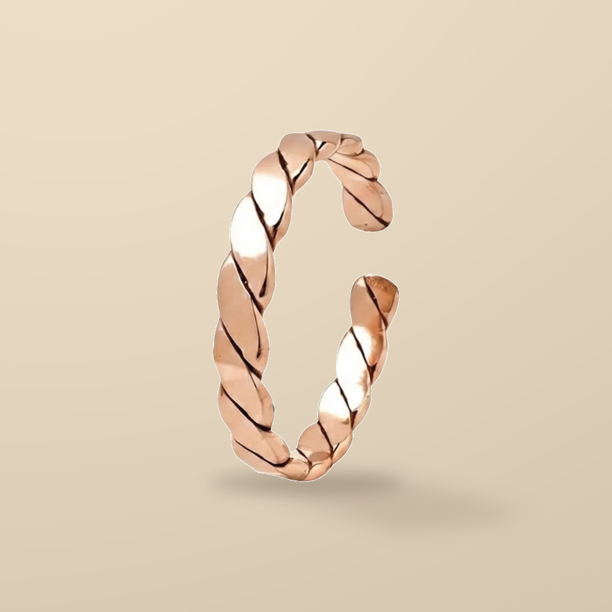 Power Health Jumbo Rope Copper Bangle – Large — original product packaging on warm beige background