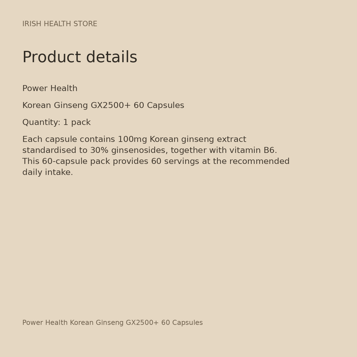 Power Health Korean Ginseng GX2500+ 60 Capsules product details