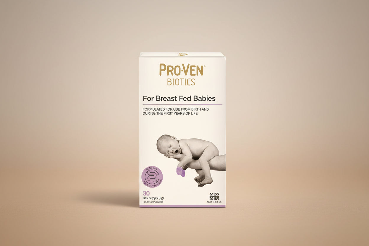Pro-Ven Biotics packaging for breastfed babies on a white background