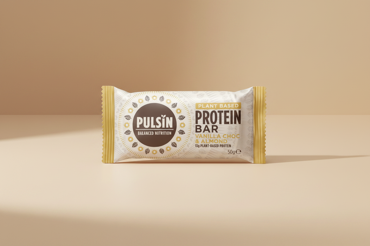 Pulsin' protein bar packaging on a white background