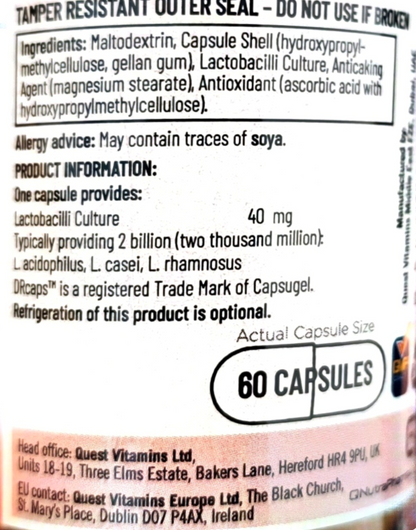 Quest Acidophilus Plus 60 Capsules clean product image neutral background