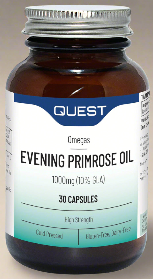 Quest Evening Primrose Oil 1000mg – 30 Capsules Front Bottle