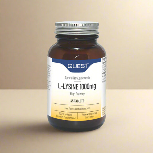 Quest L-Lysine 1000mg – 45 Tablets Front Label