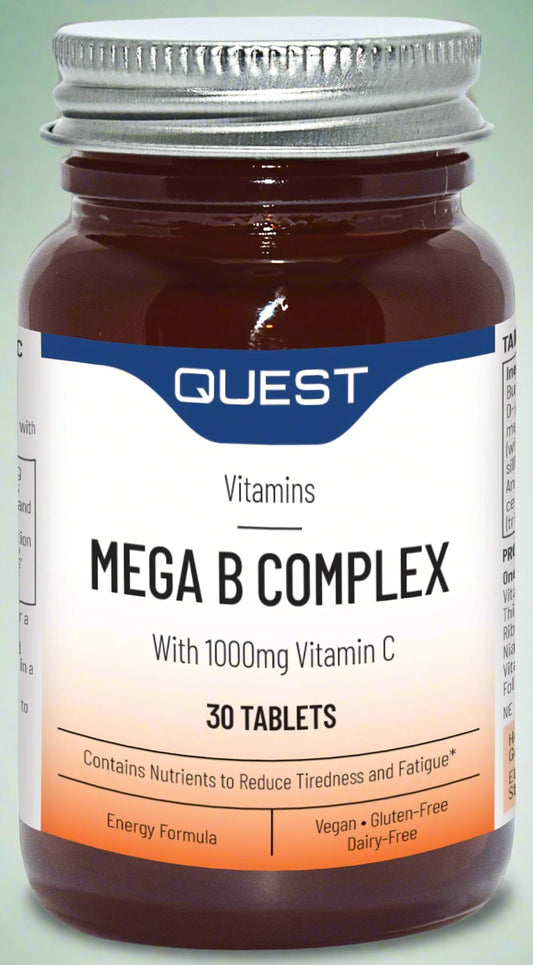  Front of Quest Mega B Complex 30 Tablets Bottle