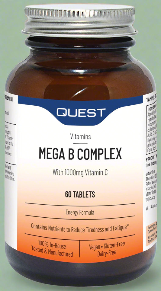 Quest Mega B Complex – 60 Tablets Bottle Front