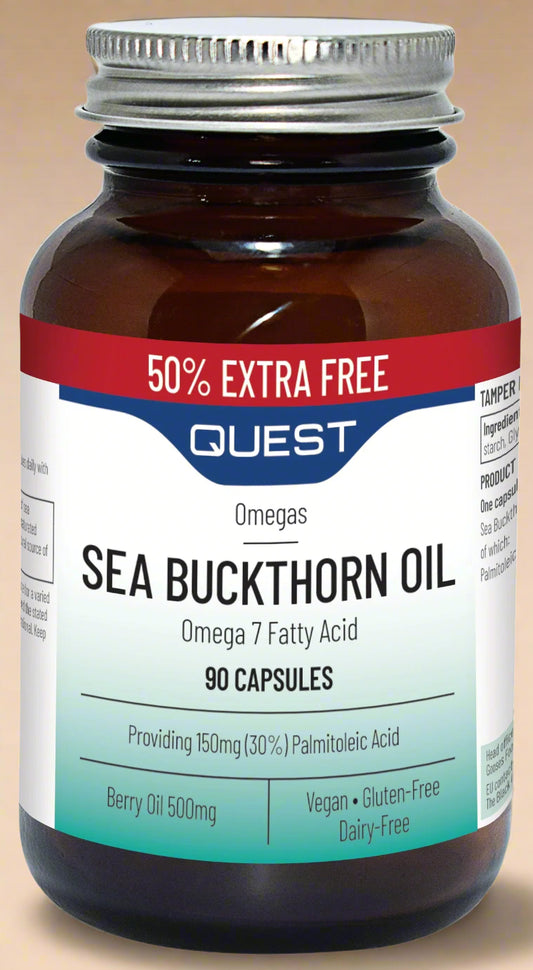 Quest Sea Buckthorn 50% Xtra 90 Capsules – front label – buy in Ireland from IHS Irish Health Store