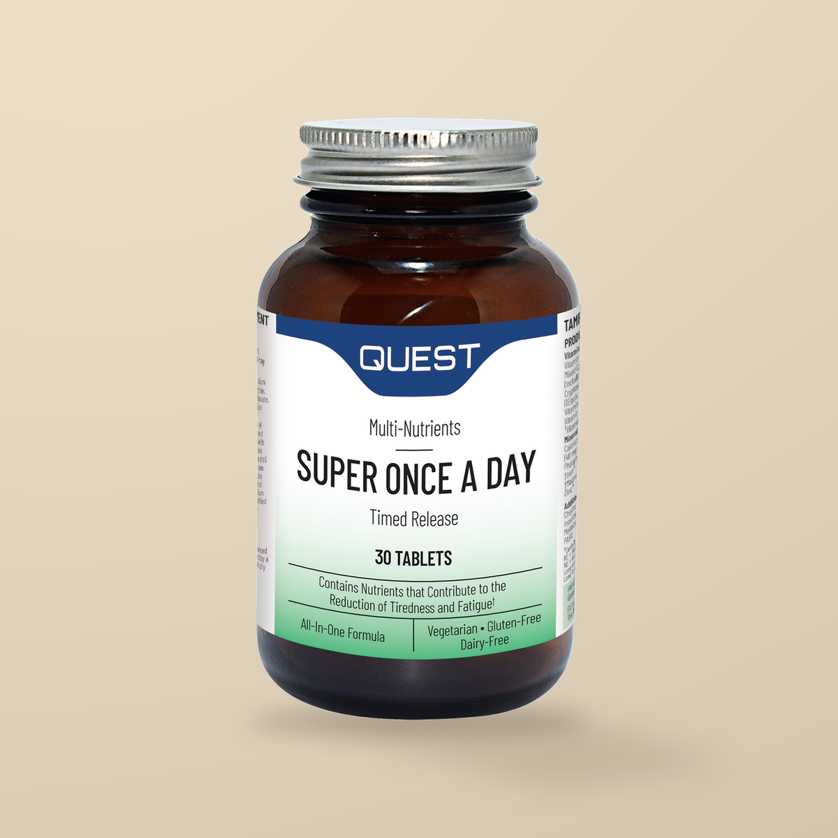 Quest Super Once A Day Timed Release 30 Tablets — original product packaging on warm beige background